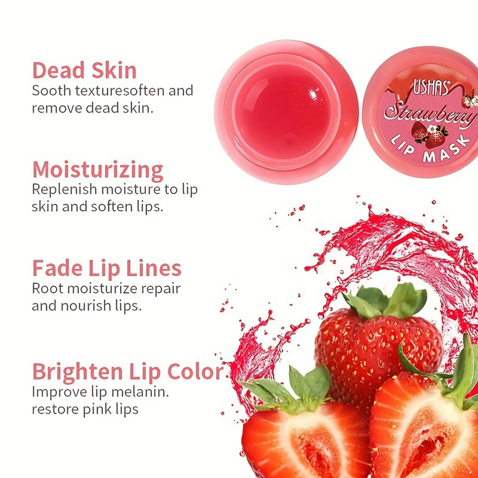 1PC Strawberry Flavor Lip Mask Lip Jelly Treatment Transparent Moisturizing Hydrating Sleep Lip Repair Lips Care Wholesale