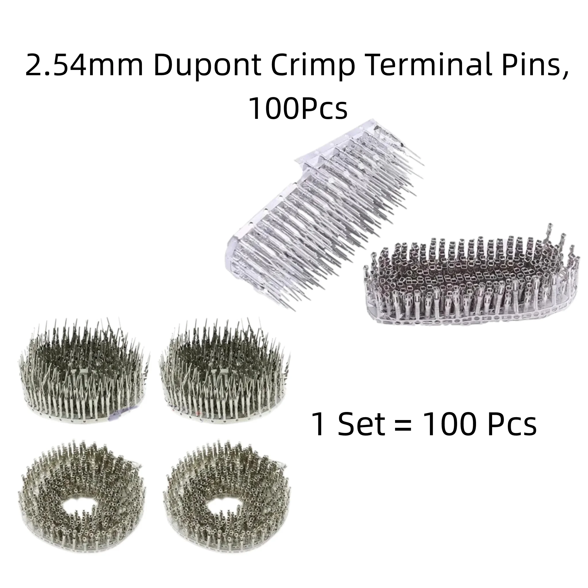 2.54mm Dupont Crimp Terminal Pins, Male Female Copper Crimping Contacts, 100Pcs Per Pack, DIY Electronic Wire Cable Cold Press T