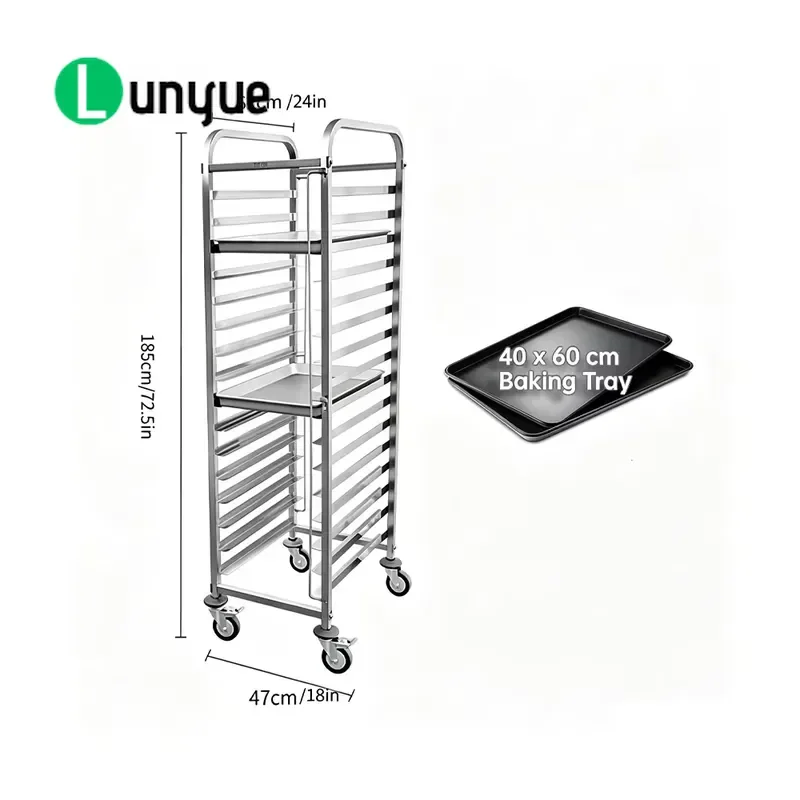 16 Layer Stainless Steel Food Defrost Trolley 1850x620x470mm Bakery Board Pot Grill Rack Commercial Kitchen Storage Cart