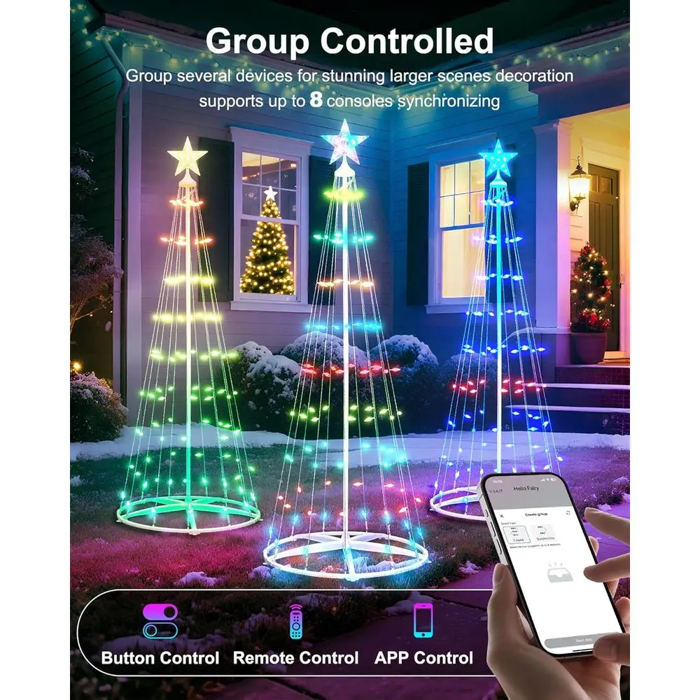 شجرة عيد الميلاد الذكية بطول 8 أقدام مع 154 مصباح LED متزامنة، ومزامنة النجوم، ومزامنة الموسيقى، والتطبيق/التحكم عن بعد، ومؤقت، ومقاومة للماء للداخل #5