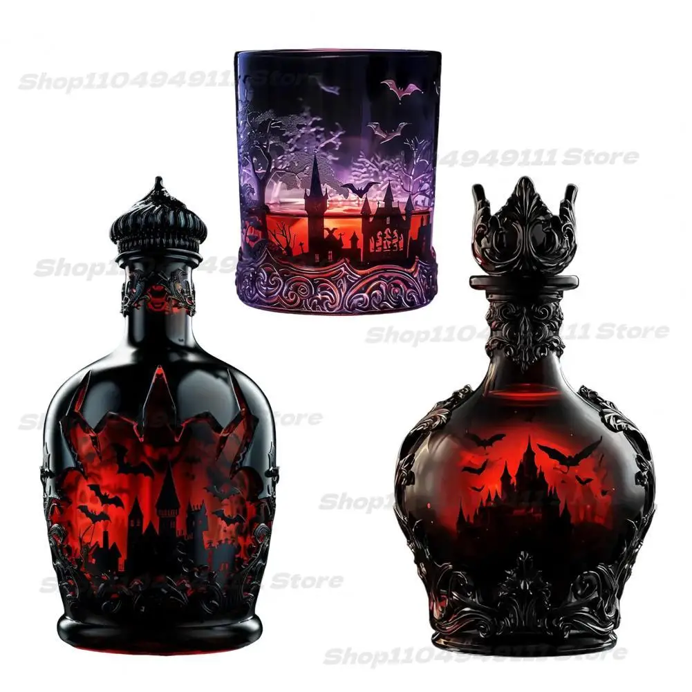 Nuevo Juego creativo de diseño de castillo de murciélago de 350ML, decantador de whisky, regalo de grado, decoración de Bar de Halloween, decantador de whisky de cristal