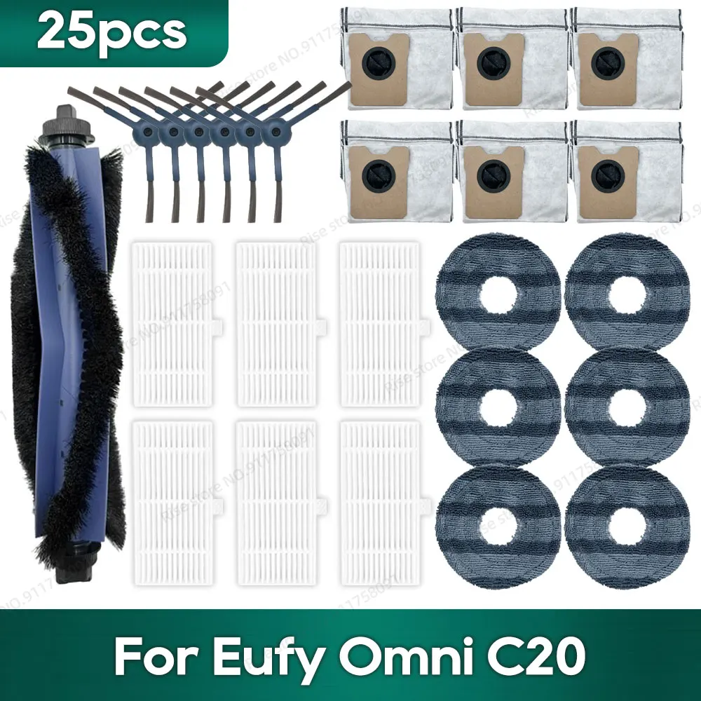 Compatibel voor Eufy Omni C20 Accessoires Stofzak Hepa Filter Roller Zijborstel Mop Doek Reserveonderdelen