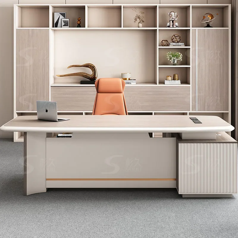 

Luxury Monitor Office Desks Table Reception Drawers Appoint Stand Workstation Writing Desk Corner Tavolo Gaming Wood Furniture