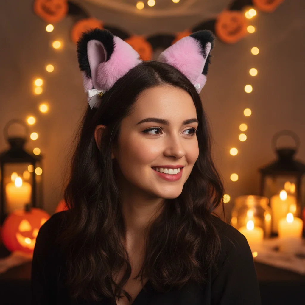 

Cat Ear Headband with Bowknot and Bell for Party Costume and Holiday Decoration