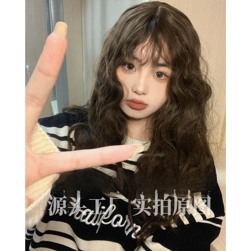 Synthetic Wig Female Long Hair Small Curls Wig Long Curly HairLolitaAir Bangs Full-Head Wig Type Hair Wig Sheath