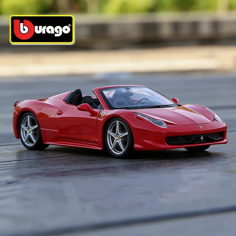 Bburago 1:24 Ferrari 458 Spider Alloy Sports Car Model Diecast Metal Track Race Vehicles Car Model High Simulation Kids Toy Gift
