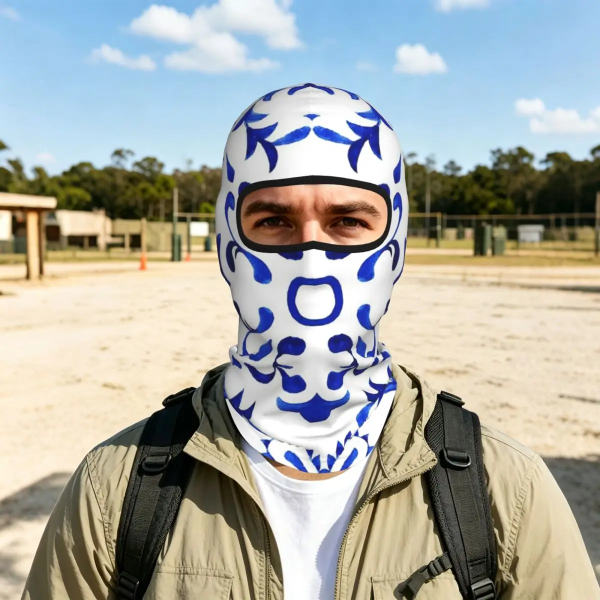 Azulejo Portuguese Tile Watercolor Artwork Balaclava Full Face Mask Sun Protection Neck Gaiter For Motorcycle Cycling Outdoor