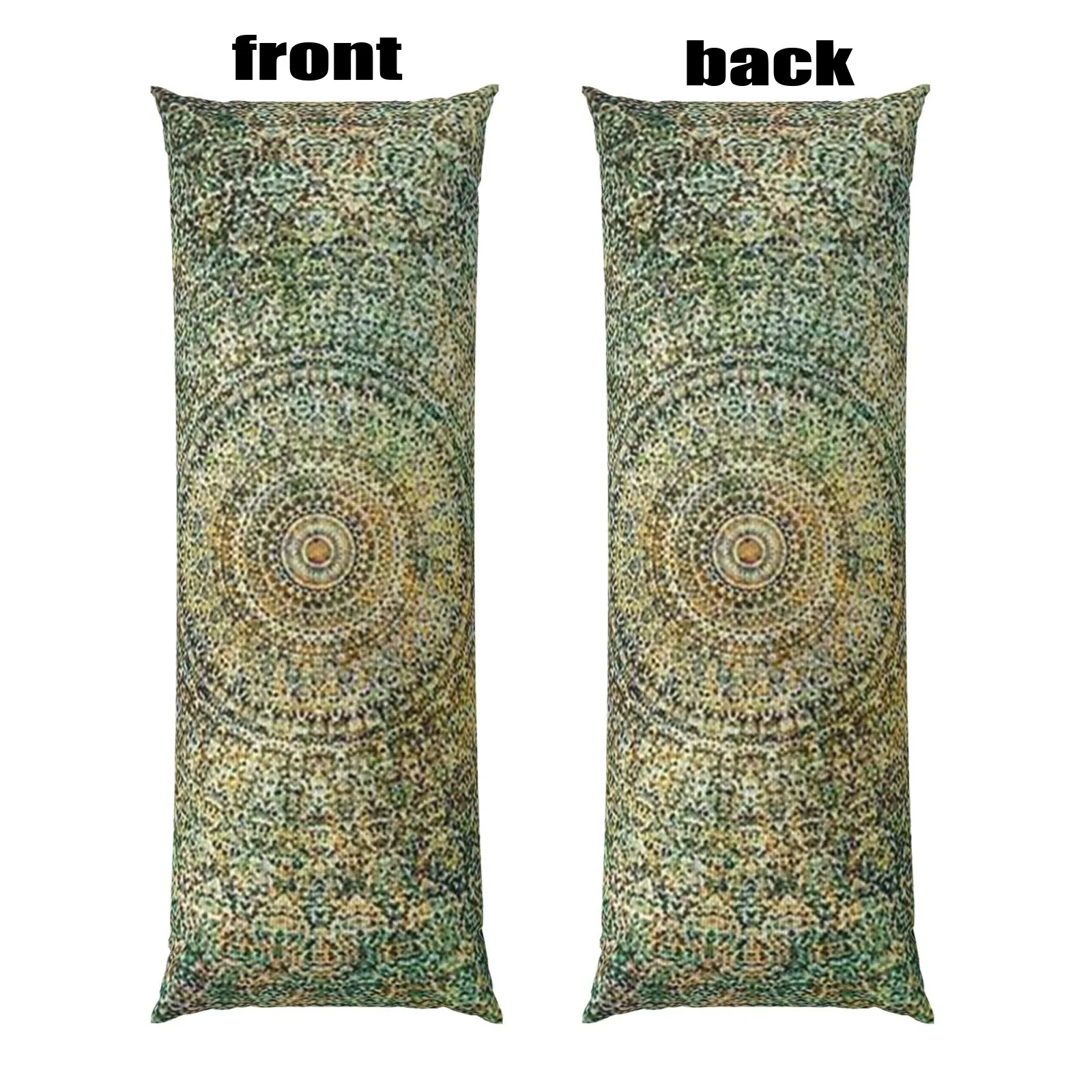 Ultra-Soft Green Mandala Body Pillow Cover, Double-Sided Breathable Comfort, Zipper Closure, Machine Washable Polyester