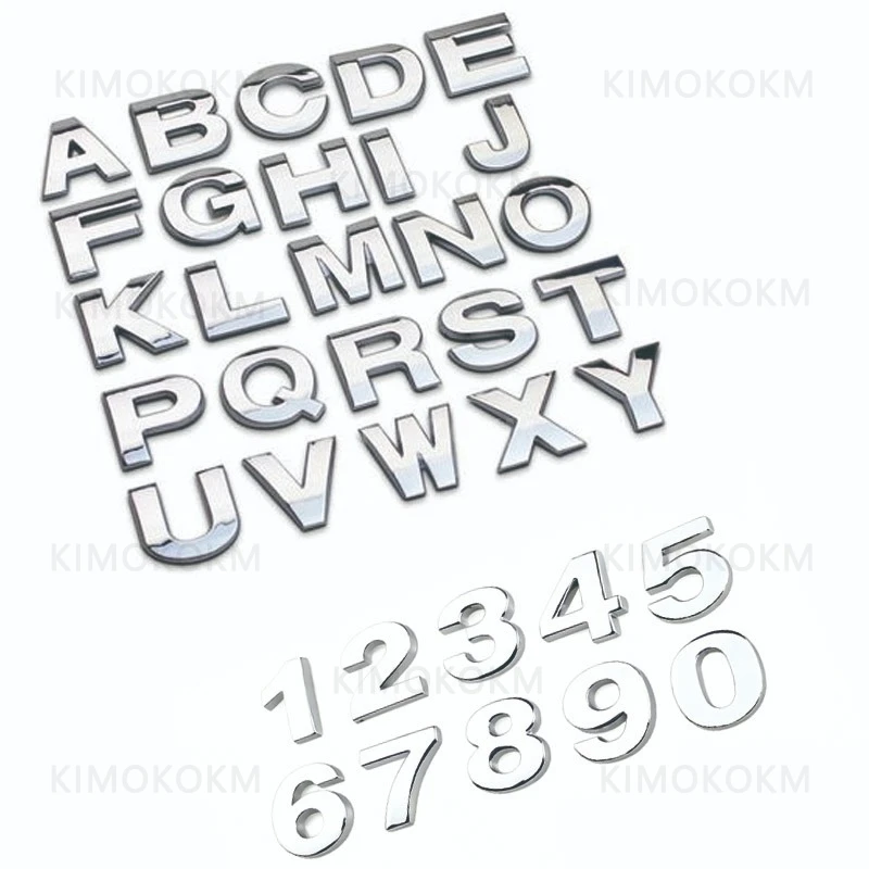 3D Metal 25mm Car Letters Alphabet Emblem Numbers Chrome Labeling Car Sticker Trunk Logo Letters Emblem For Hyundai Toyota