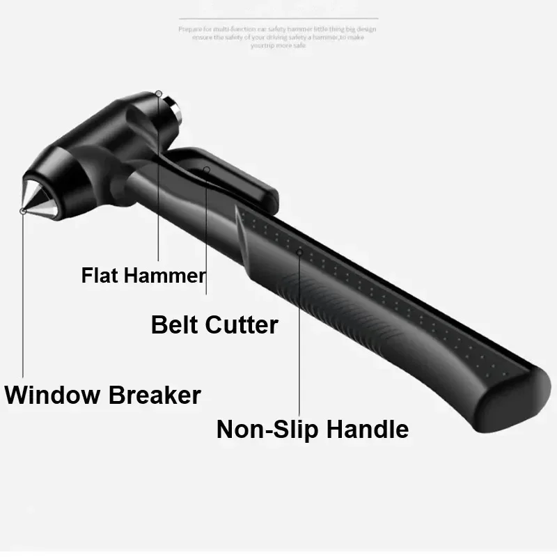 3 In 1 Emergency Safety Hammer Car Window Glass Breaker Seat Belt Cutter High Hardness Steel Rescue Tool Auto Accessories view 2