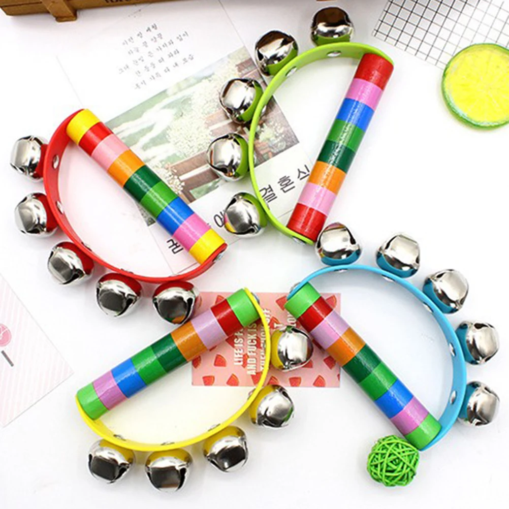 

4 Pcs Kids Toys Hand Bell Jingle Bells Sleigh Taste Stainless Steel Music Instrument Child