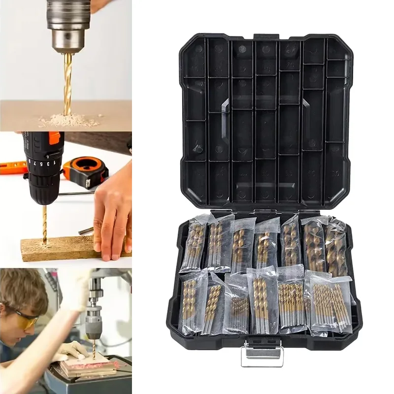 Juego de brocas de titanio de 99 piezas, 1,5 mm-10 mm, para acero, madera, plástico, metal, cobre, aleación de aluminio con estuche de almacenamiento
