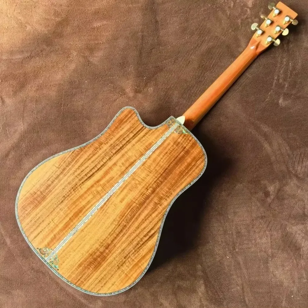 شحن مجاني جيتار صوتي زاوية D45 بني جميع كوا خشب الأبنوس لوحة أصابع العظام 20 فريتس #5