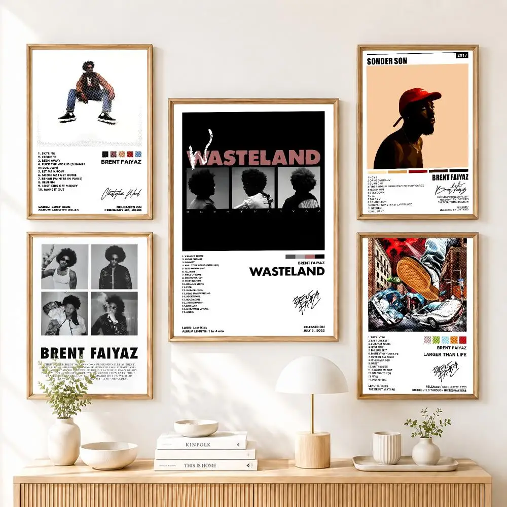 B-Brent Faiyaz WASTELAND Poster Home Living Bed Room Bar Hallway Sticky Wall Art Printing Aesthetic Decor