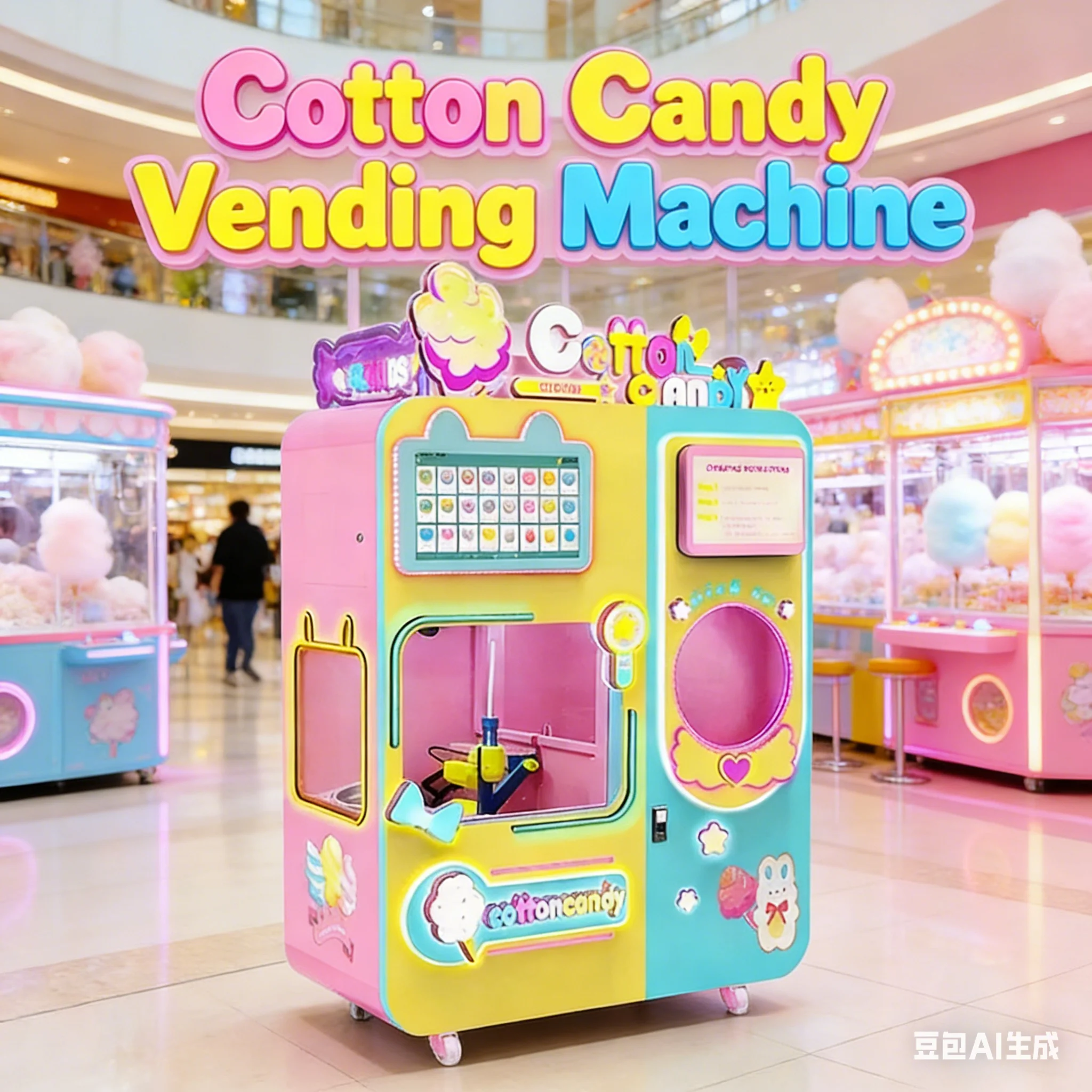 Customized New Automatic Cotton Candy Vending Machine Electric Cotton Candy Machine Commercial Candy Floss Maker