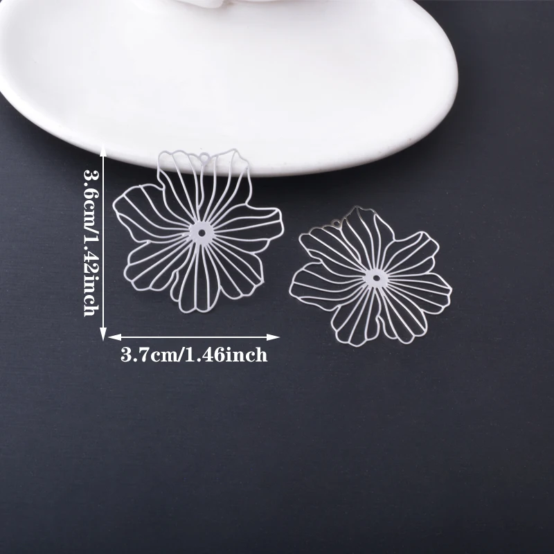 20 Stück AB9541 Schmuck-Ausstanzblumen-Anhänger, bemalte Verbindungsstücke, DIY-Zubehör für Damenohrringe und Halsketten – Detail 4