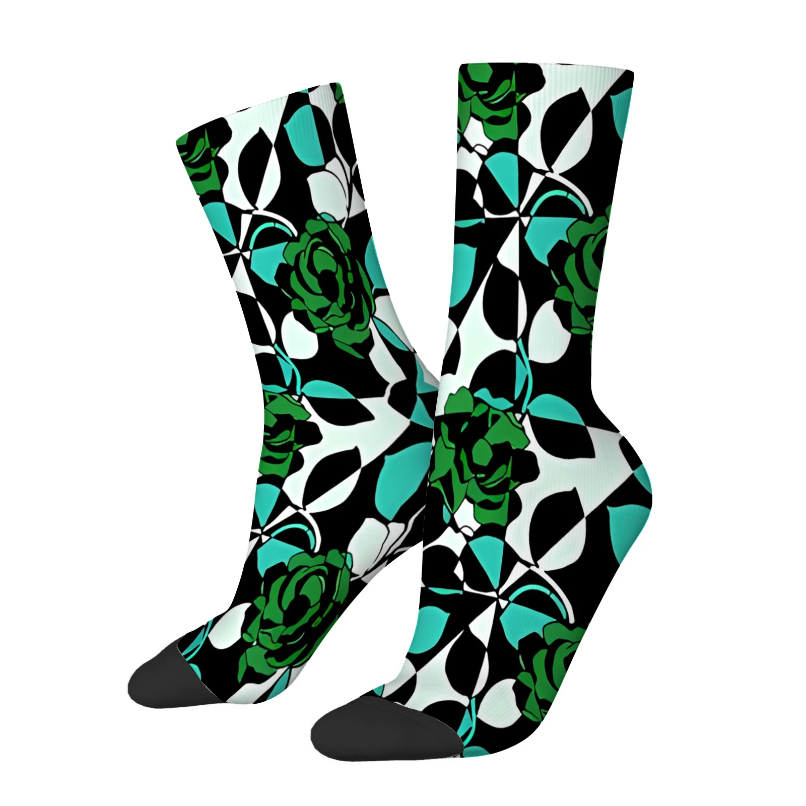 

Unisex Retro Tone Tropical Plant Printed Crew Socks Vintage Casual Style Cotton Long Socks Daily Fashion Socks