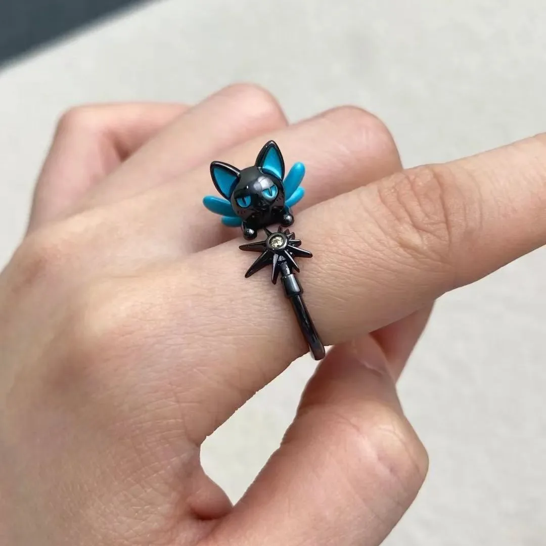 أنيمي بطاقة الآسر ساكورا كينوموتو ساكورا سيربيروس تأثيري حلقة فتاة Kawaii الكرتون خواتم تأثيري اكسسوارات هدية الكريسماس