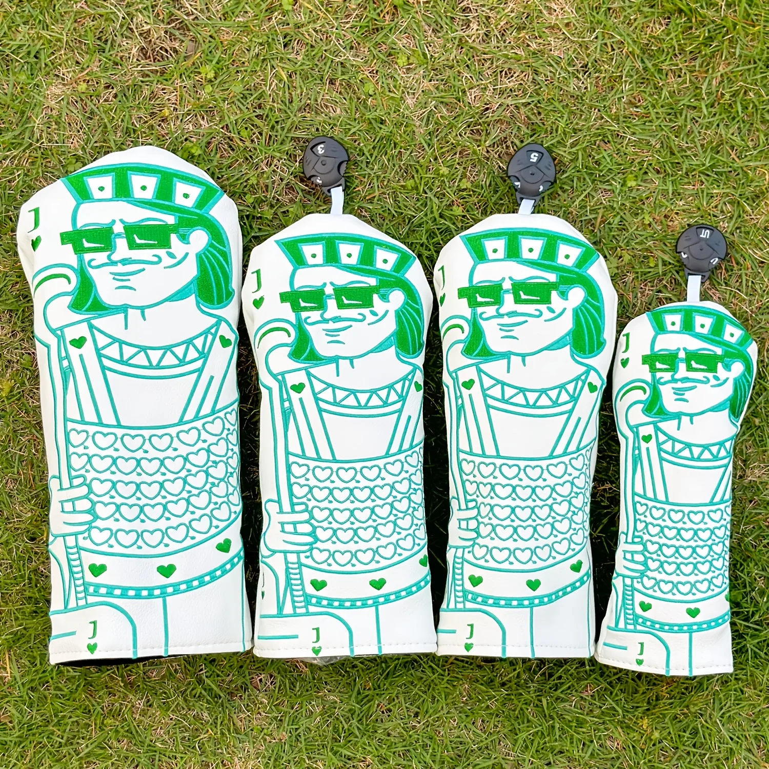 1pc/4pcs Anime J Pattern Golf Club Protector, White Golf Accessory, PU Material, Excellent Golf Club Protection