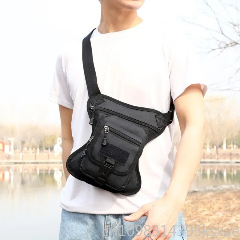 Men's Tactical Sling Bag with Multi-Functional Waist Leg Shoulder Crossbody Pack Durable Adjustable Outdoor Hiking Camo