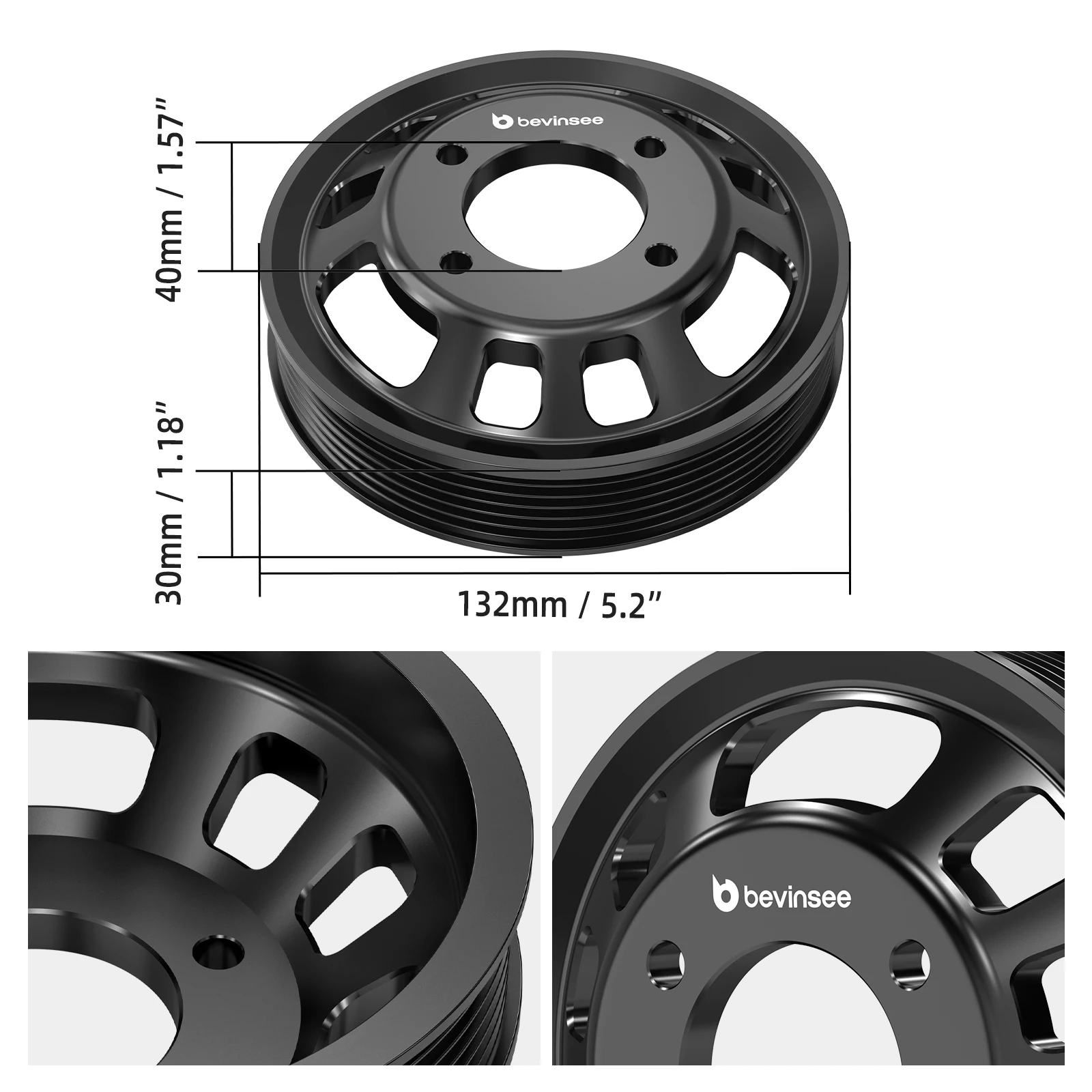 BEVINSEE Aluminium-Wasserpumpenriemenscheibe für BMW M50 M52 Motor, für BMW E36 E39 E34 Z3 E36, ersetzt 11511730554,11511740512 – Detail 3