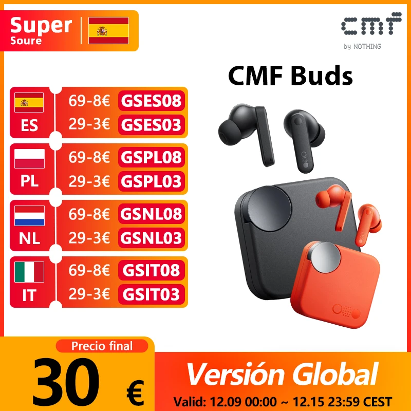 Global Verison  CMF by Nothing Buds 42dB Active Noise Cancellation ANC with Transparency Mode IP54 Ultra Bass Technology 2.0