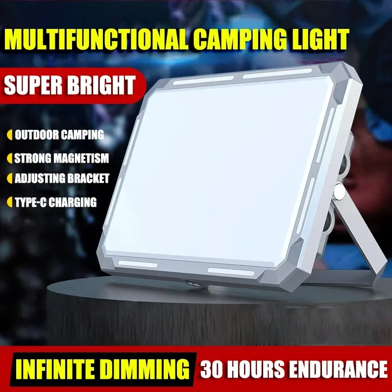 Portable Powerful LED Camping Lamp Type-c Rechargeable Strong Magnetism Work Light Infinite Dimming Outdoor Camping Tent Lantern