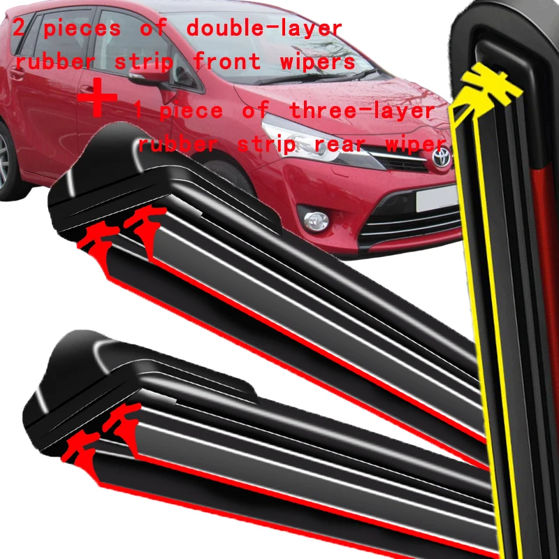 

For Toyota Verso 2009-2019 2010 2011 2012 2013 Wiper Front & Rear Wiper Blades Windshield Windscreen Window Brushes 26"+16"+12"