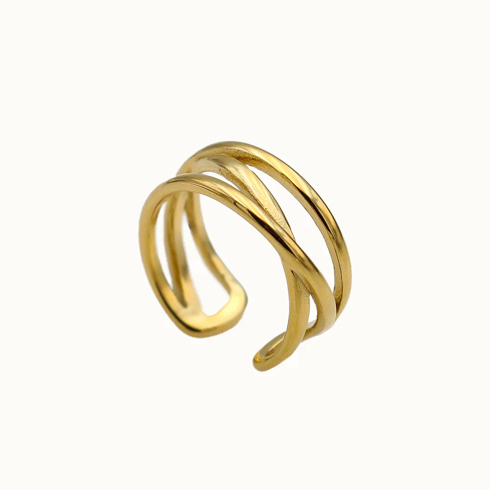 

French cross opening titanium steel ring, light luxury retro adjustable index finger ring