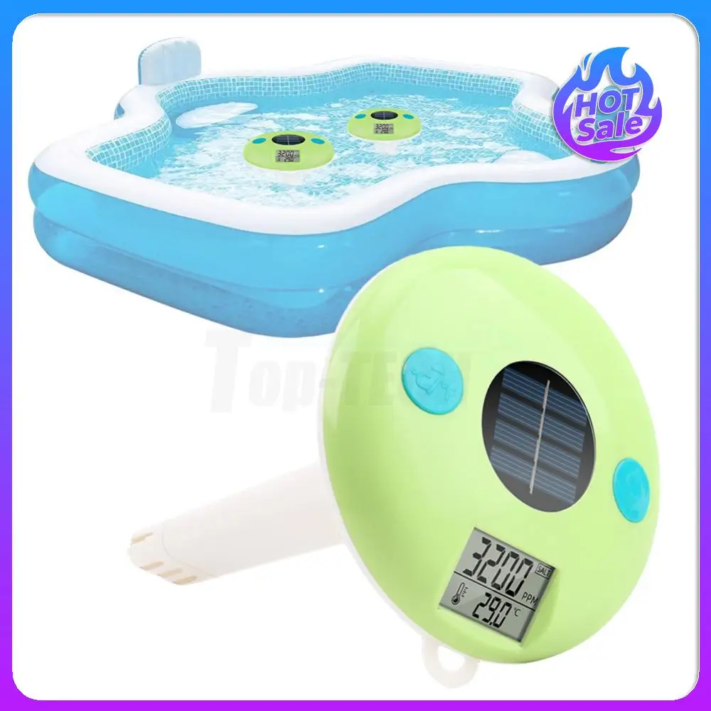 

Тестер температуры/соли солнечной зарядки, тестер соленой воды для бассейна с цифровым дисплеем, детектор соли 2 в 1, для аквариумов, бассейна