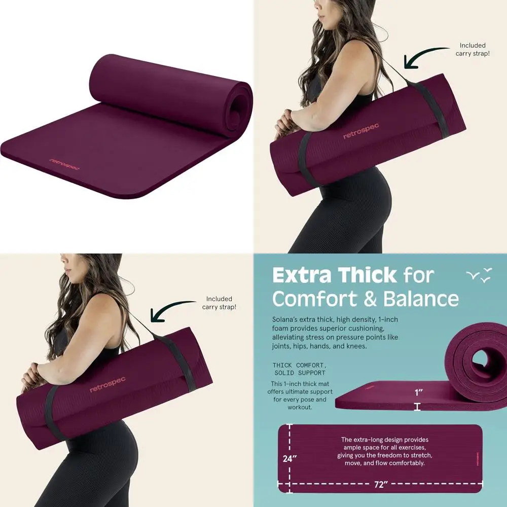 

1 Thick Yoga Mat with Nylon Strap - Non-Slip Exercise Mat for Home Yoga, Pilates, Stretching, and Fitness Workouts