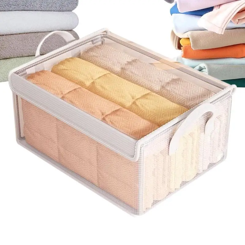 

Clothes Storage Bins Decorative Closet Organizers Transparent Space-Saving Stackable Multi-Functional Container Box For Laundry