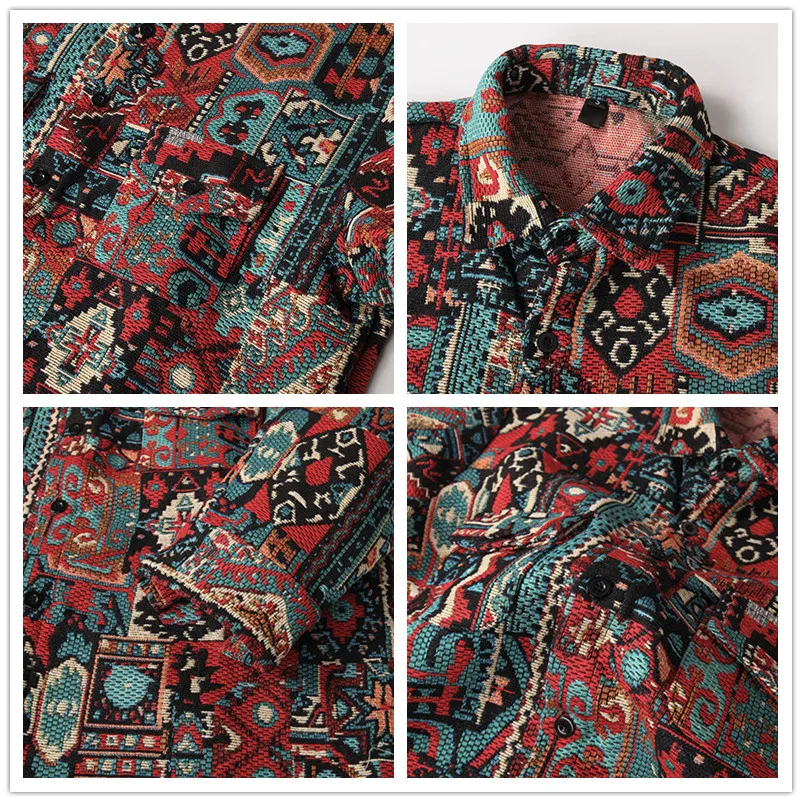 เสื้อเชิ้ตลายแจ็คการ์ดสไตล์แอฟริกันสำหรับผู้ชาย ปี 2025 เสื้อผ้าวินเทจสำหรับฤดูใบไม้ร่วง มีกระเป๋า เสื้อคาร์ดิแกนหนาแบบดีไซเนอร์ เสื้อผ้าสตรีทแวร์สำหรับผู้ชาย