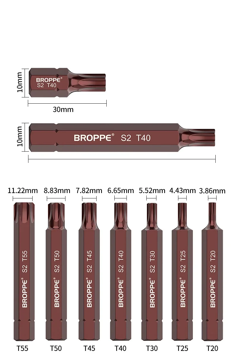 Magnetic Torx Screwdriver Bit S2 Alloy Steel T20 T25 T30 T40 T45 T50 T55 Security Tamper Proof Screwdriver  Hex Shank Bits Tools