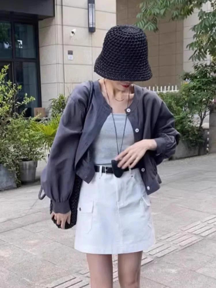 Sun Protection Silk Shirt Women's Long Sleeve Summer Short Style Beautiful Japanese Style Air Conditioner Open Cardigan Top T...