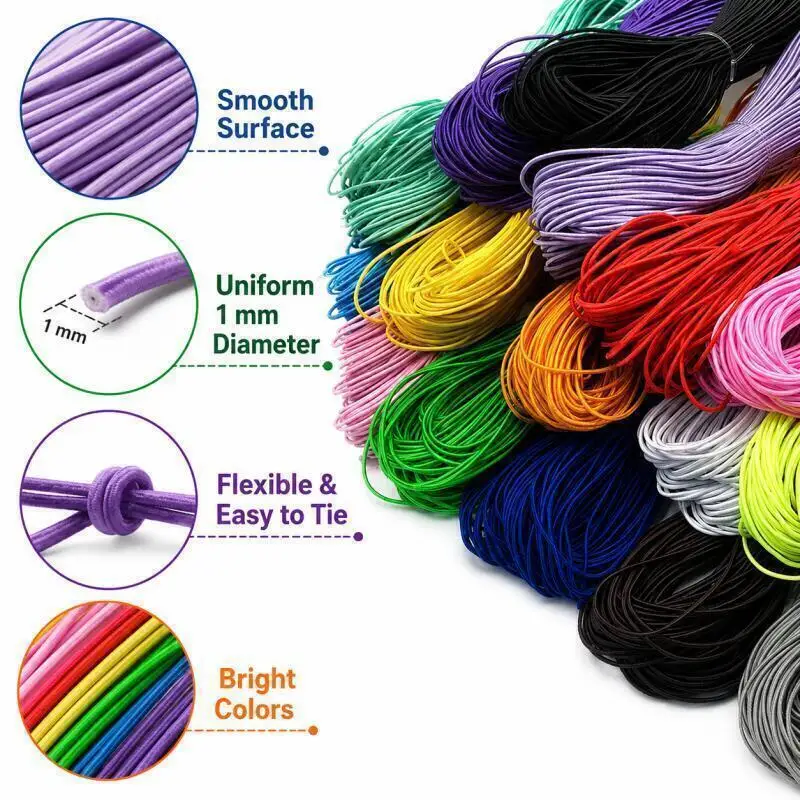 1~10 Rollen 1,0 mm Gummiband, elastischer Faden, DIY-Handarbeit, elastischer Faden zum Basteln von Armbändern und Halsketten – Detail 5