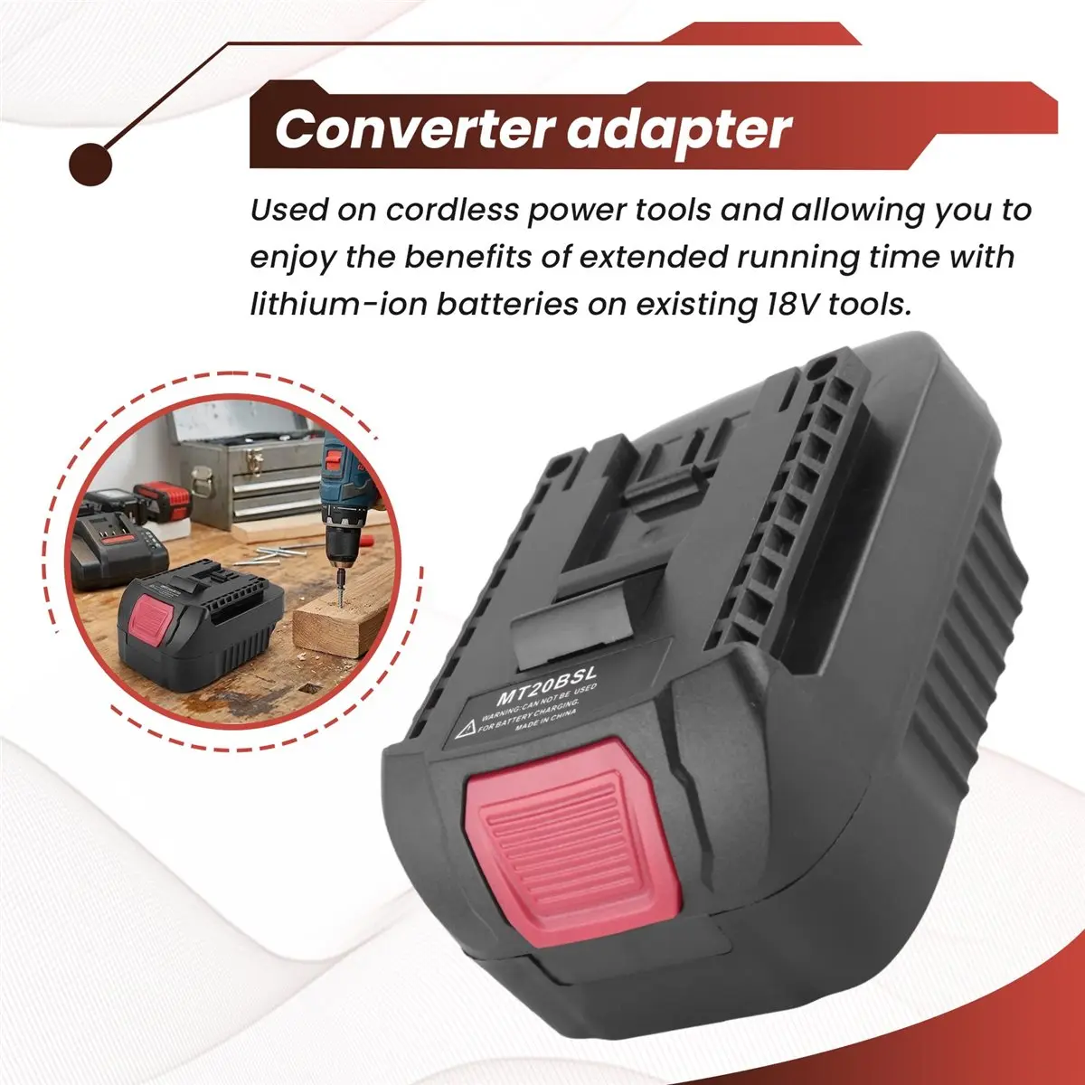 【a65i】-adaptador-conversor-de-bateria-li-ion-mt20bsl-para-18v-bl1830-bl1860