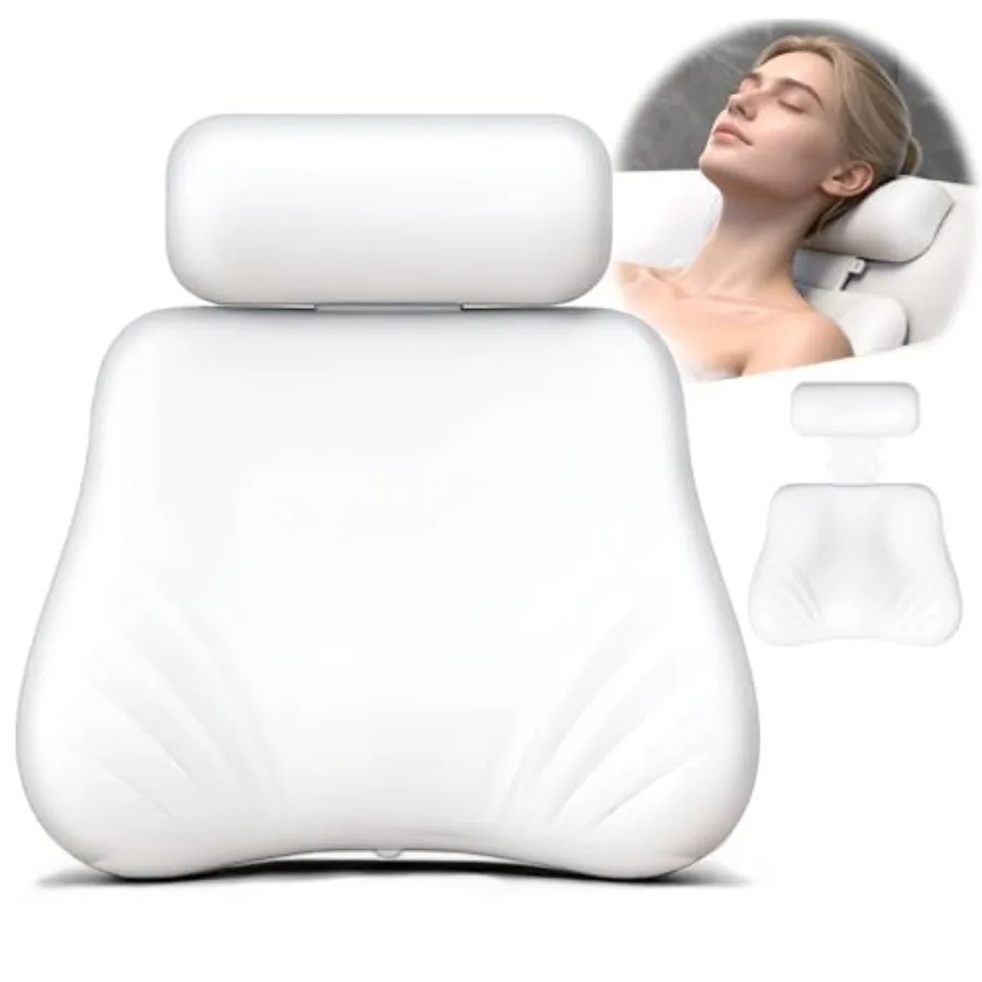 

Силиконовая подушка для ванны: улучшенная, регулируемая по высоте, для головы и шеи, 4D люкс-подушка для ванны, безопасная для кожи