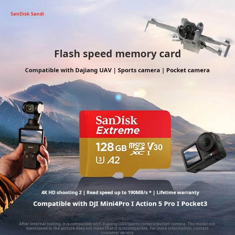 

SanDisk 128GB TF (MicroSD) Memory Card, 4K Gold Card (A2 V30 U3), for Dash Cams, Action Cameras and Drones, Read Speed 190MB/s