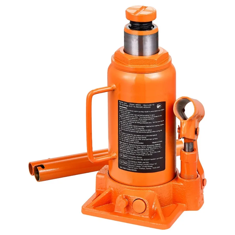 

Hydraulic Bottle Jack 12 Ton 26455.5 lbs Capacity Orange Heavy Duty Welded for Car SUV Pickup Auto Repair House Lift Agricultur