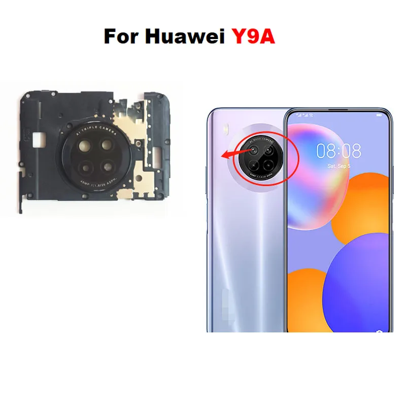 For Huawei Y9A Back Camera Glass Lens Rear Camera Glass With Frame Cover Adhesive Sticker Glue