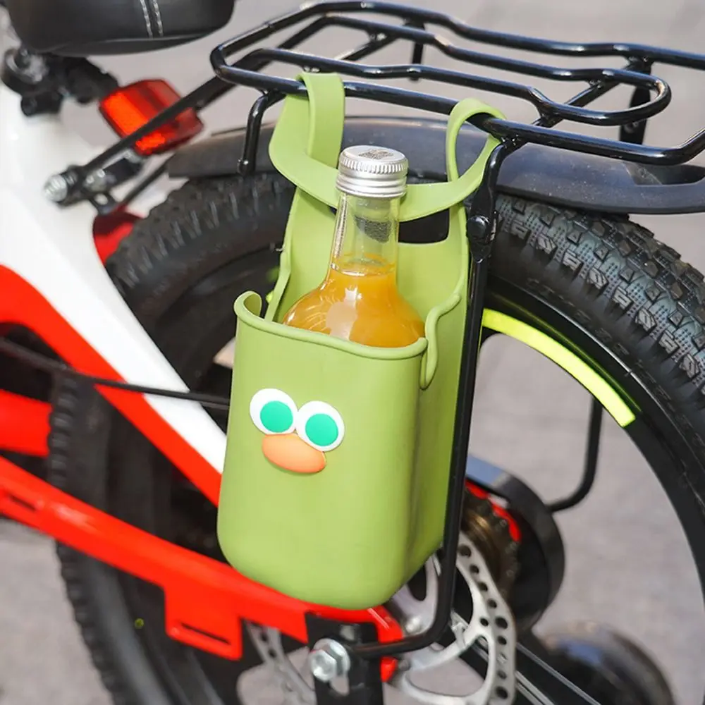

Cute Silicone Cup Holders Cartoon Face Portable Baby Stroller Cup Rack with Drainage Holes Large Capacity Water Bottle Pouches