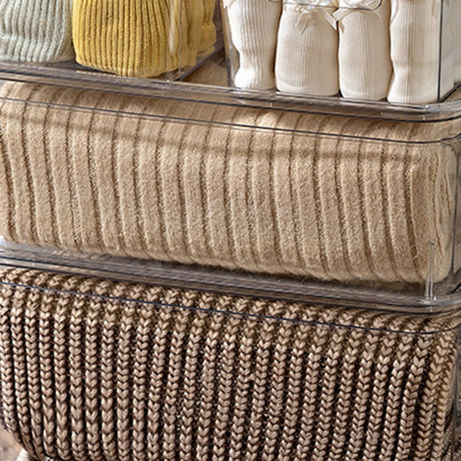 

Transparent Tabletop Storage Box Stackable Makeup Organizer Container Clear Sundries Holder for Home Office Bedroom Desktop