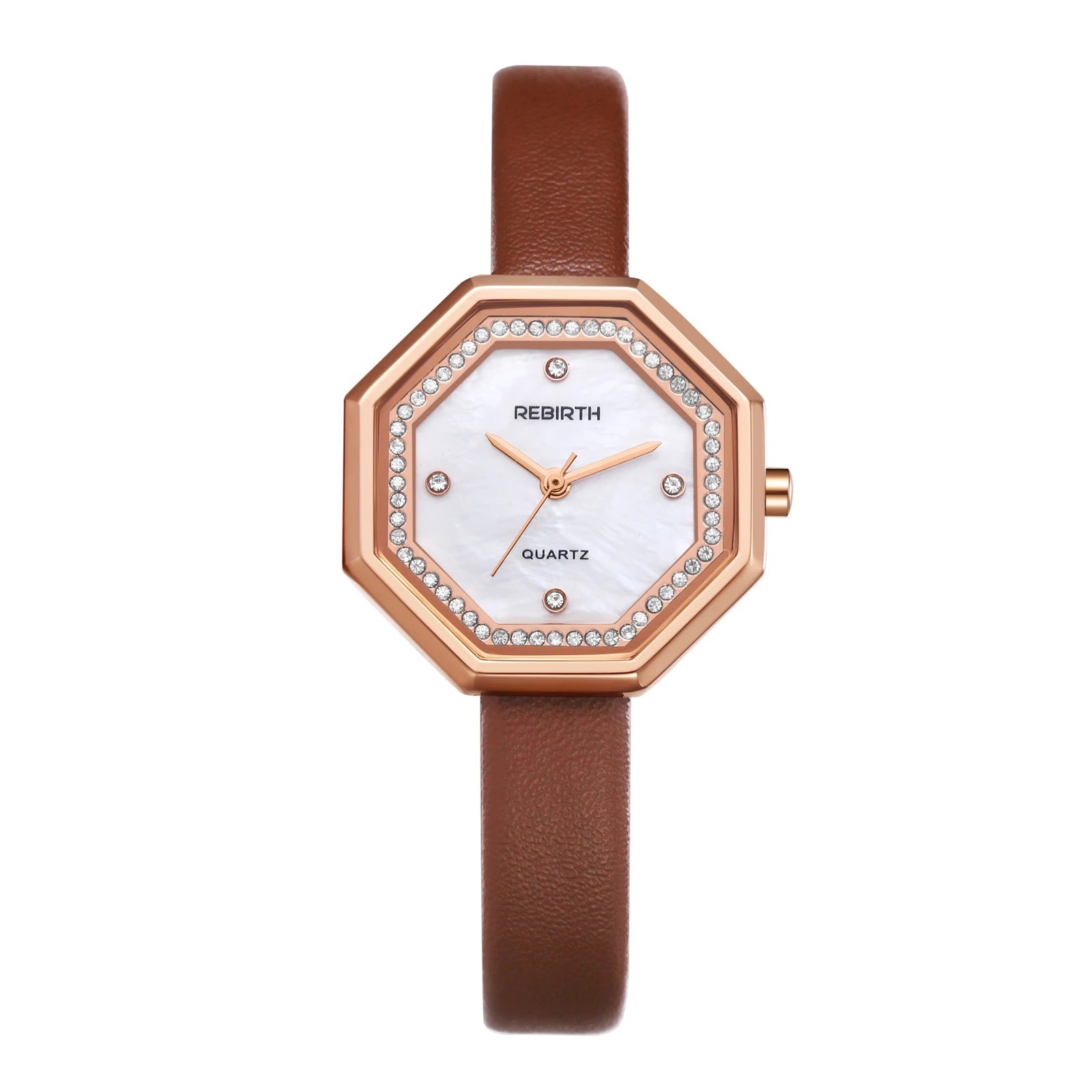 Reloj LANCARDO para mujer, correa de cuero suave, escala de diamante, reloj ultrafino resistente al agua, caja octogonal completa de diamantes, reloj delicado