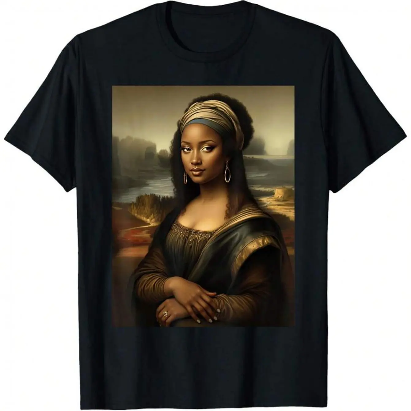 Mona Lisa African American Month Funny T-Shirt Graphic Short Sleeve Men's T-shirts for Summer Unisex All-Season Men's T-Shirt