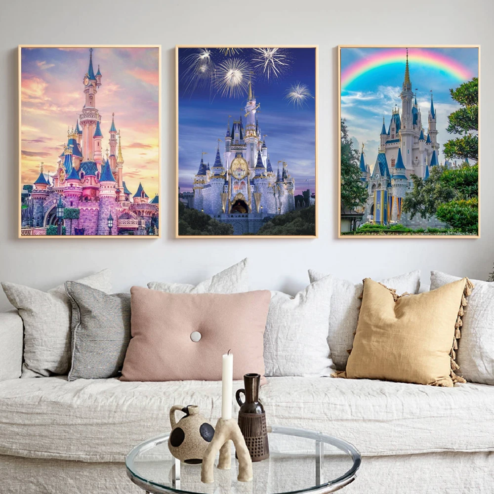 Disney Dream Castle Cartoon Poster and Print Abstract Disneyland Canvas Painting Wall Art Home Princess Room Decoration Pictures