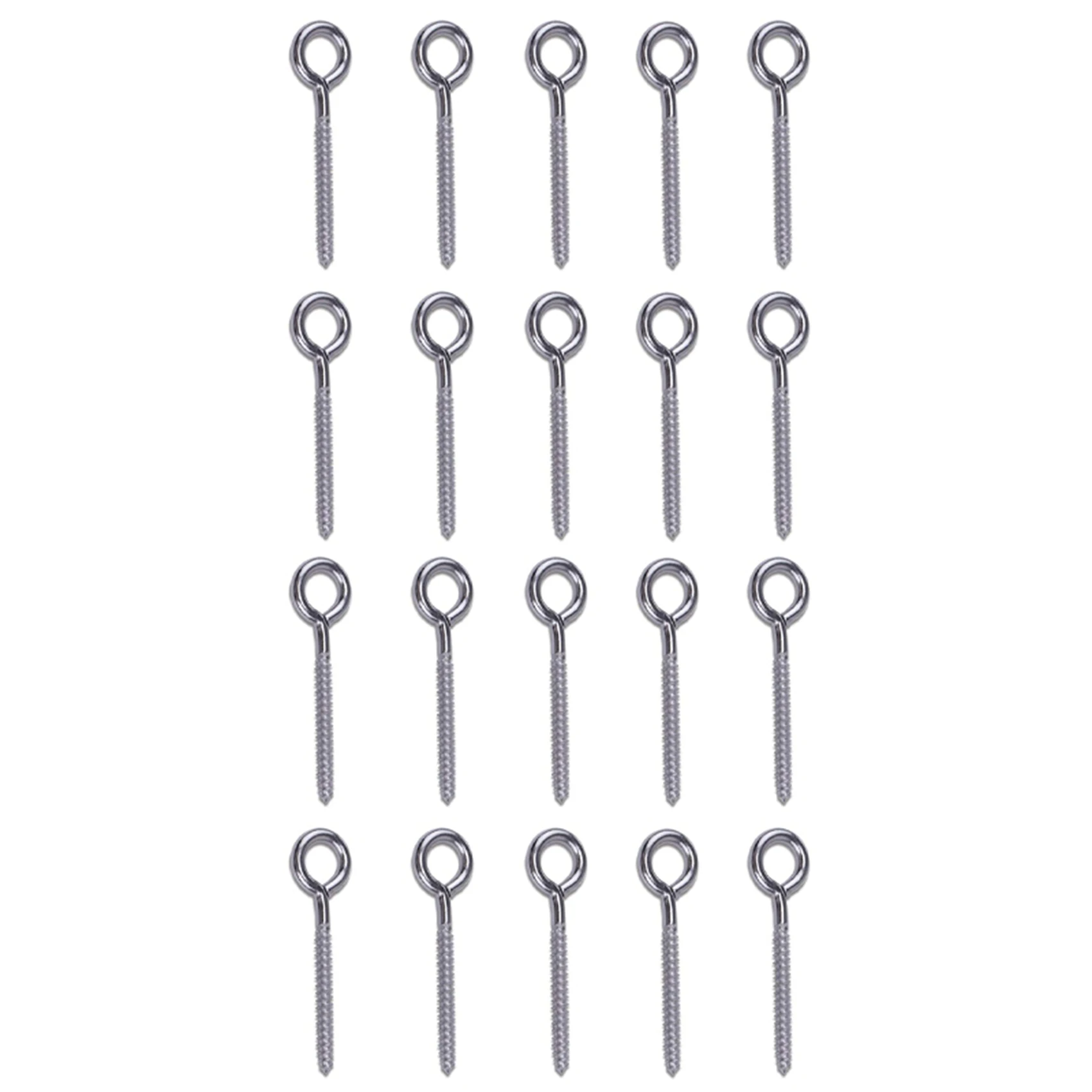 

A04G-20 Pack Stainless Steel Eye Shape Screws Metal Hook Wood Terminal Ring Eyelet Hooks Self Tapping Screws M6