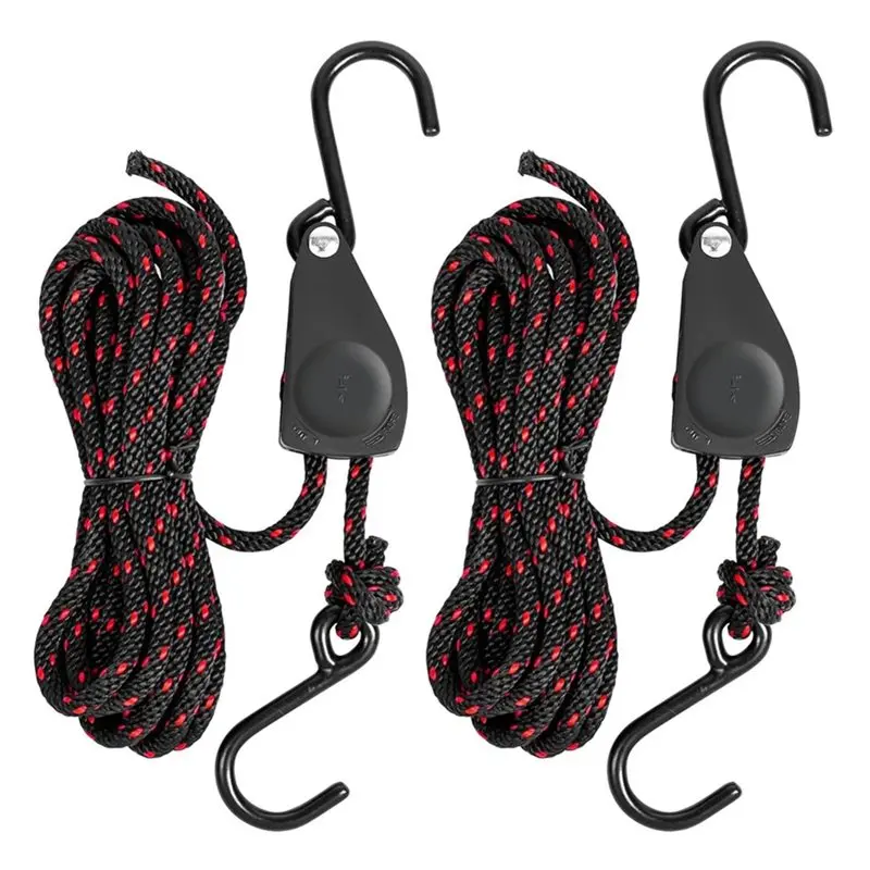 A67P-2PCS Tie Down Straps, Adjustable Canoe Bow And Stern Ratchet Rope, Heavy Duty Kayak Accessories