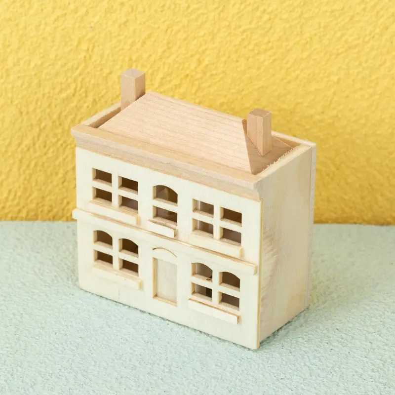 

1:12 Dollhouse Miniature Wooden Little House Model Lovely Villa Doll House Decor High Quality