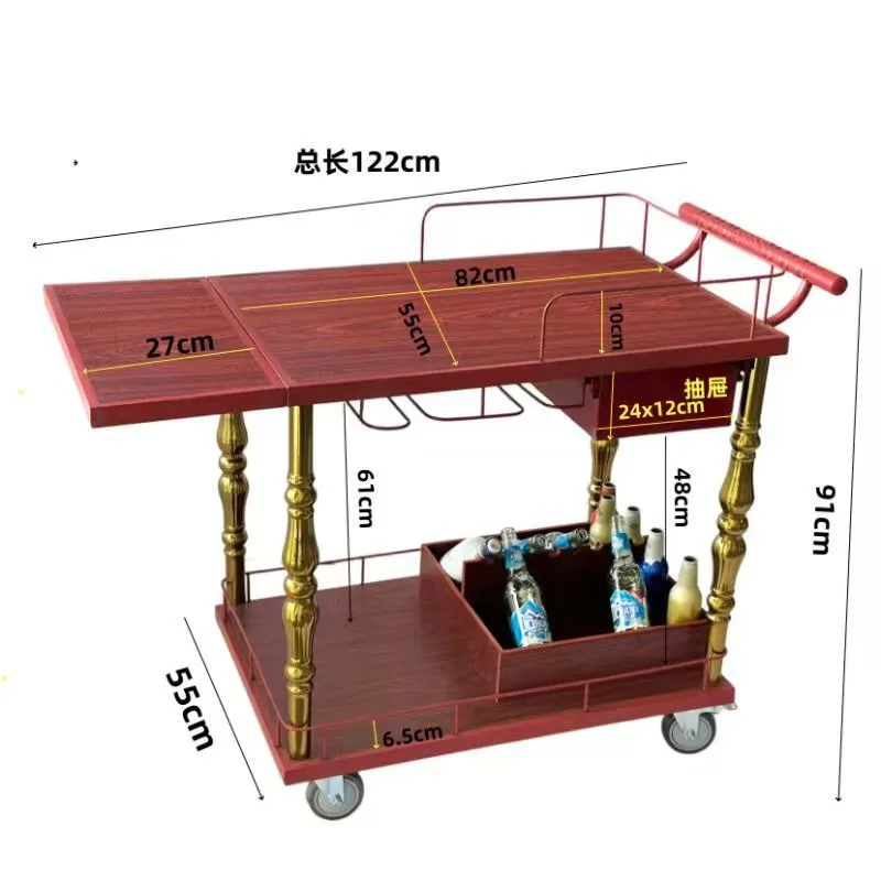 Large titanium two-story service carts, hotel catering carts, liquor, cooked meals, and snack carts